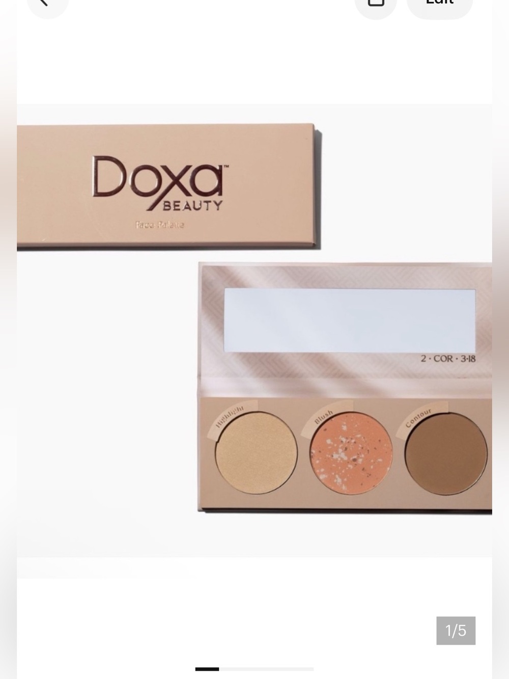 Doxa Beauty Face Palette with blush contour and highlighter powders for any skin
